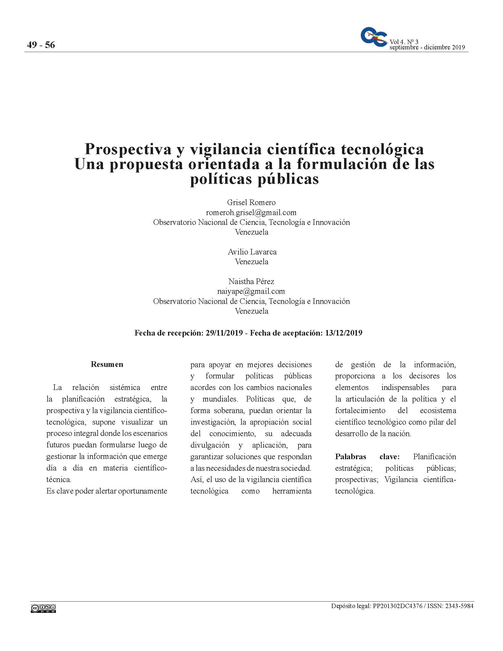 Prospectiva y vigilancia científica tecnológica