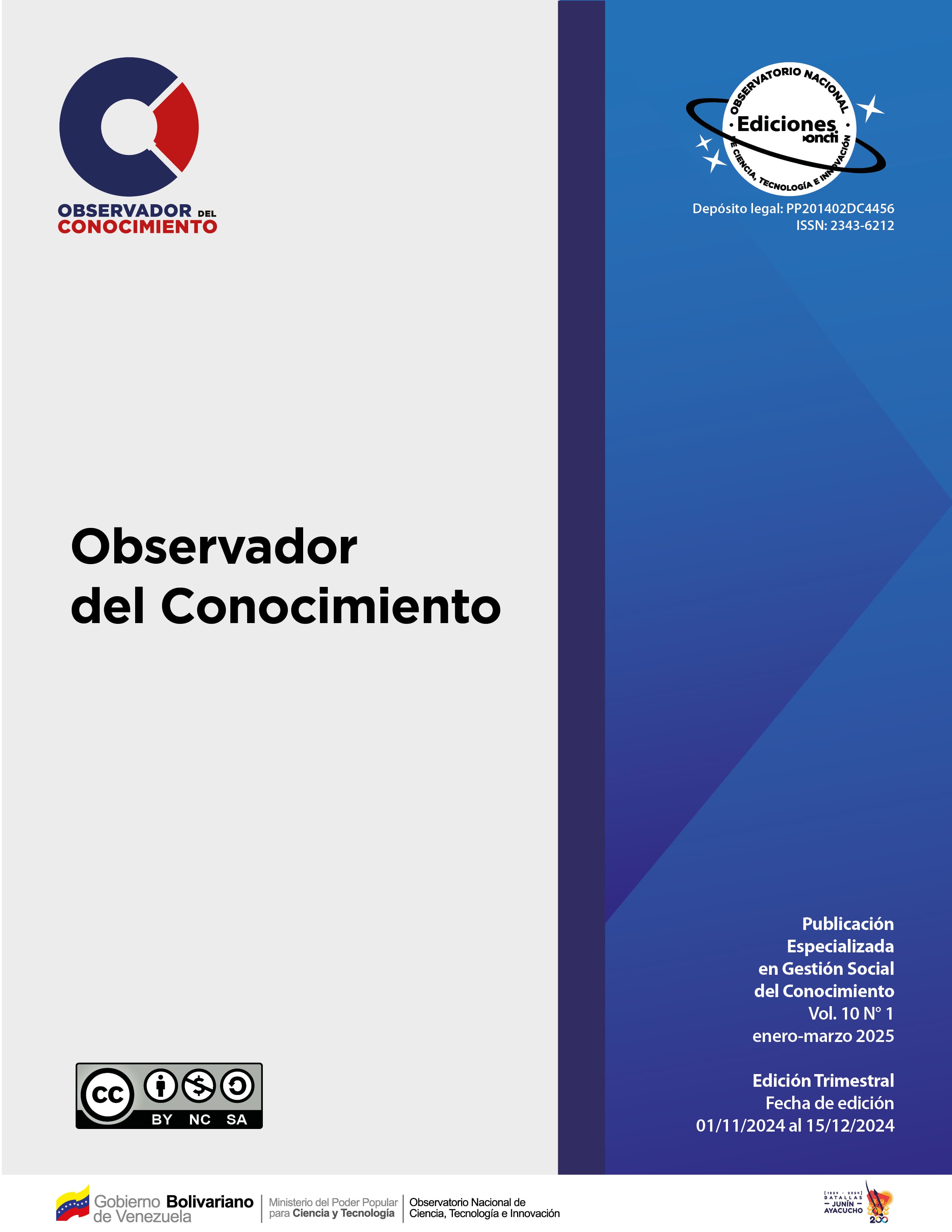 					Ver Vol. 10 Núm. 1 (2025): Observador del Conocimiento
				