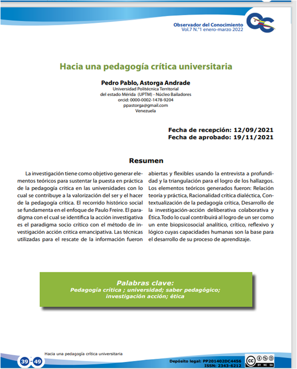  Hacia una pedagogía crítica universitaria