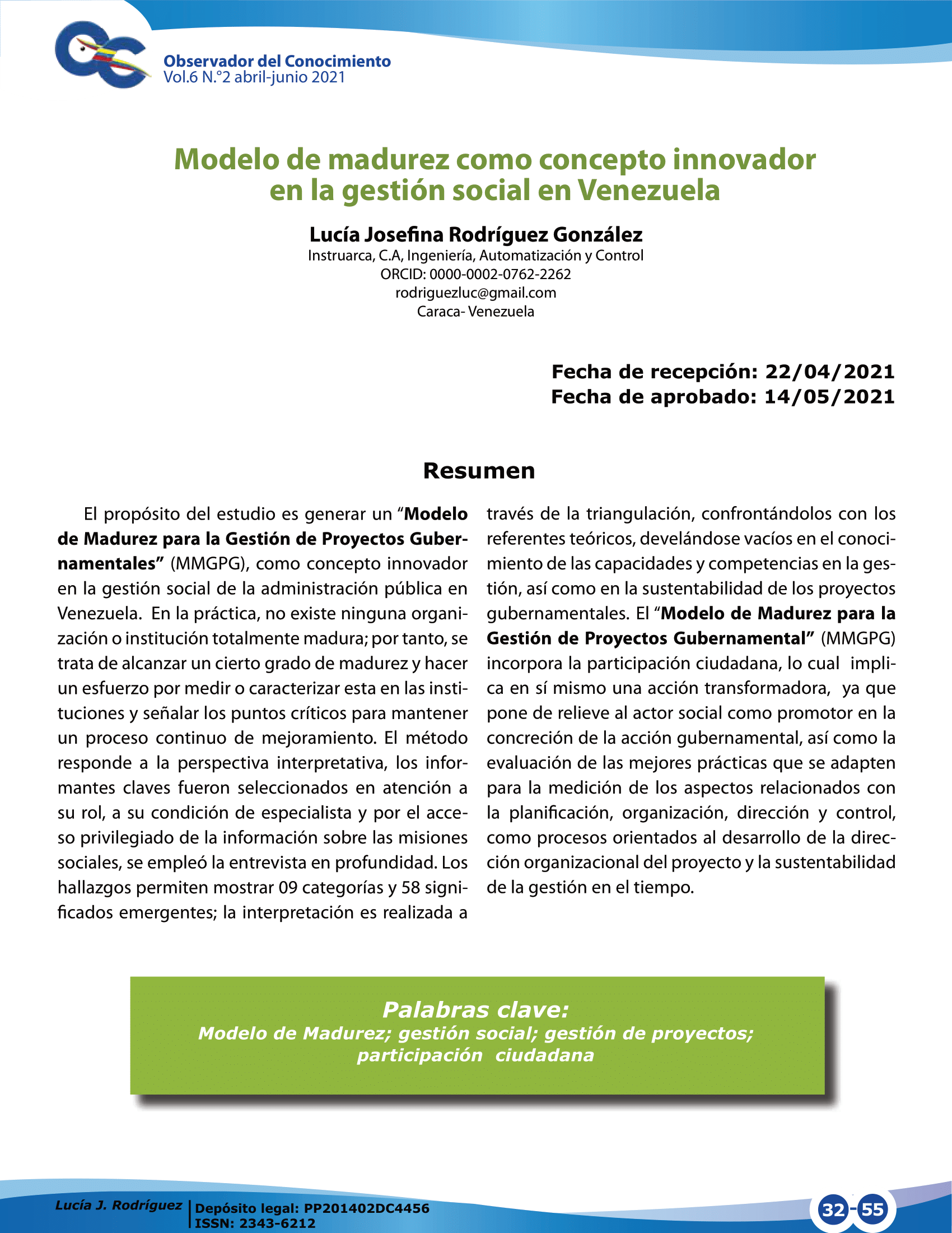 Modelo  de madurez para la Gestión de Proyectos Guber namentales