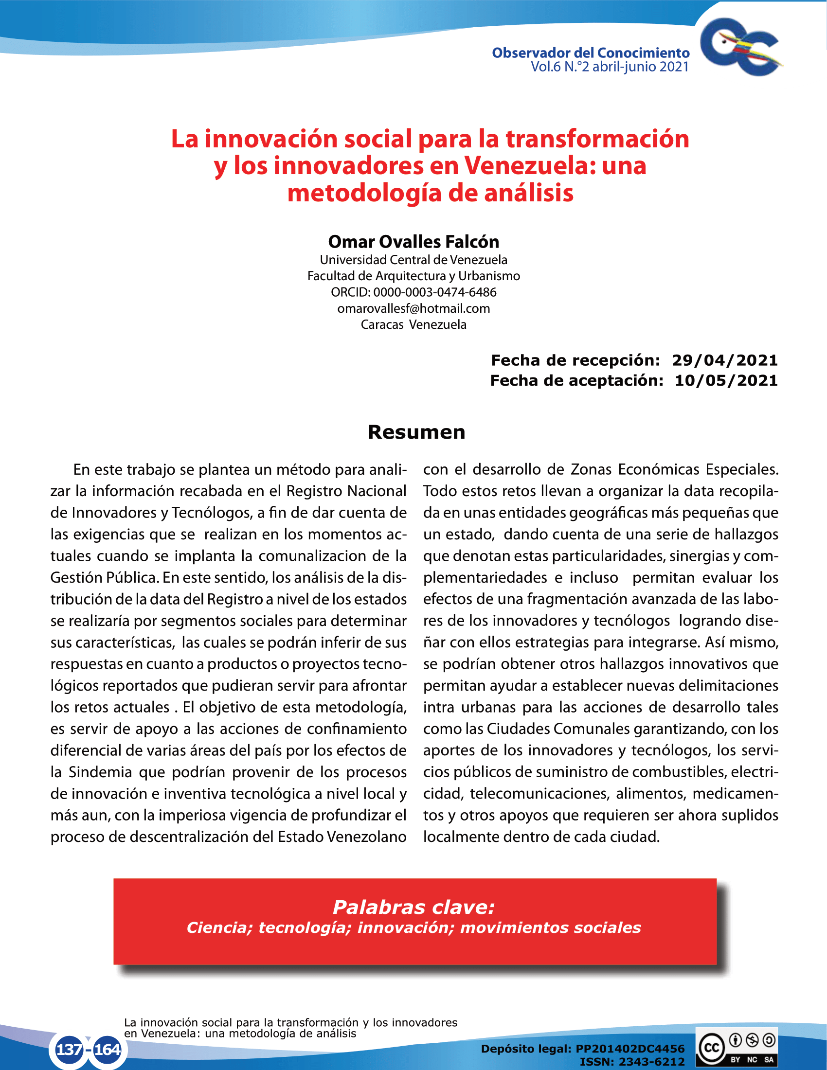  Método para analizar la información recabada en el Registro Nacional  de Innovadores y Tecnólogos