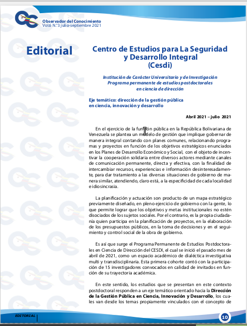  Institución de Carácter Universitario y de Investigación  Programa permanente de estudios postdoctorales  en ciencia de dirección