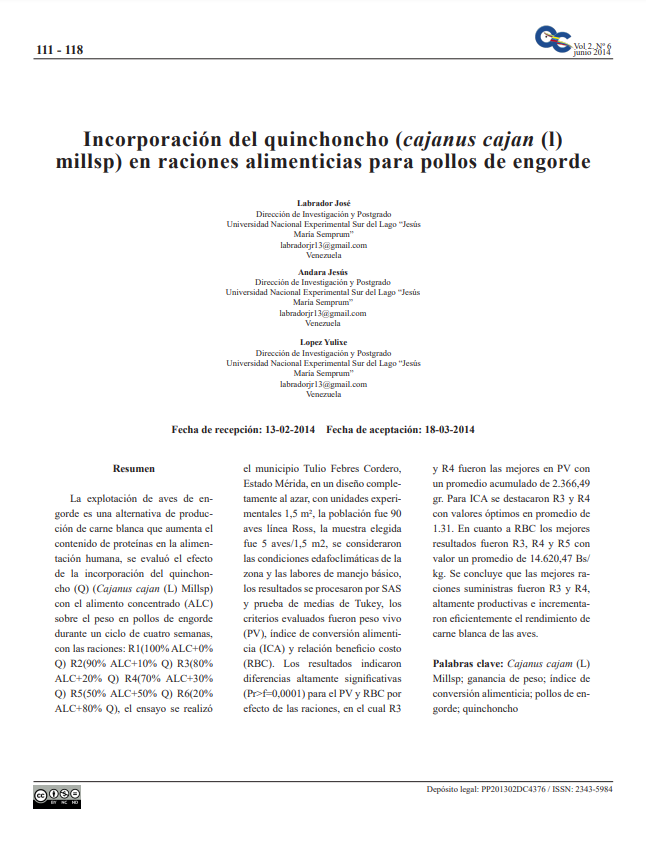 Incorporación del quinchoncho