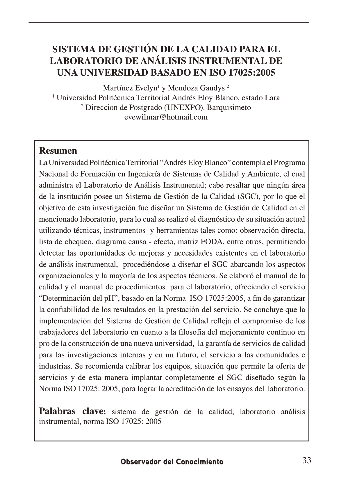  Programa  Nacional de Formación en Ingeniería de Sistemas de Calidad y Ambiente